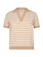 MC2 Saint Barth Woman Beige Striped Knitted Polo Evonne