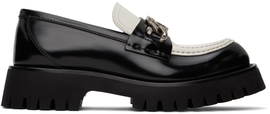 Gucci Black and White Leather Loafers Gucci Black & White Paride Loafers Gucci main image 4