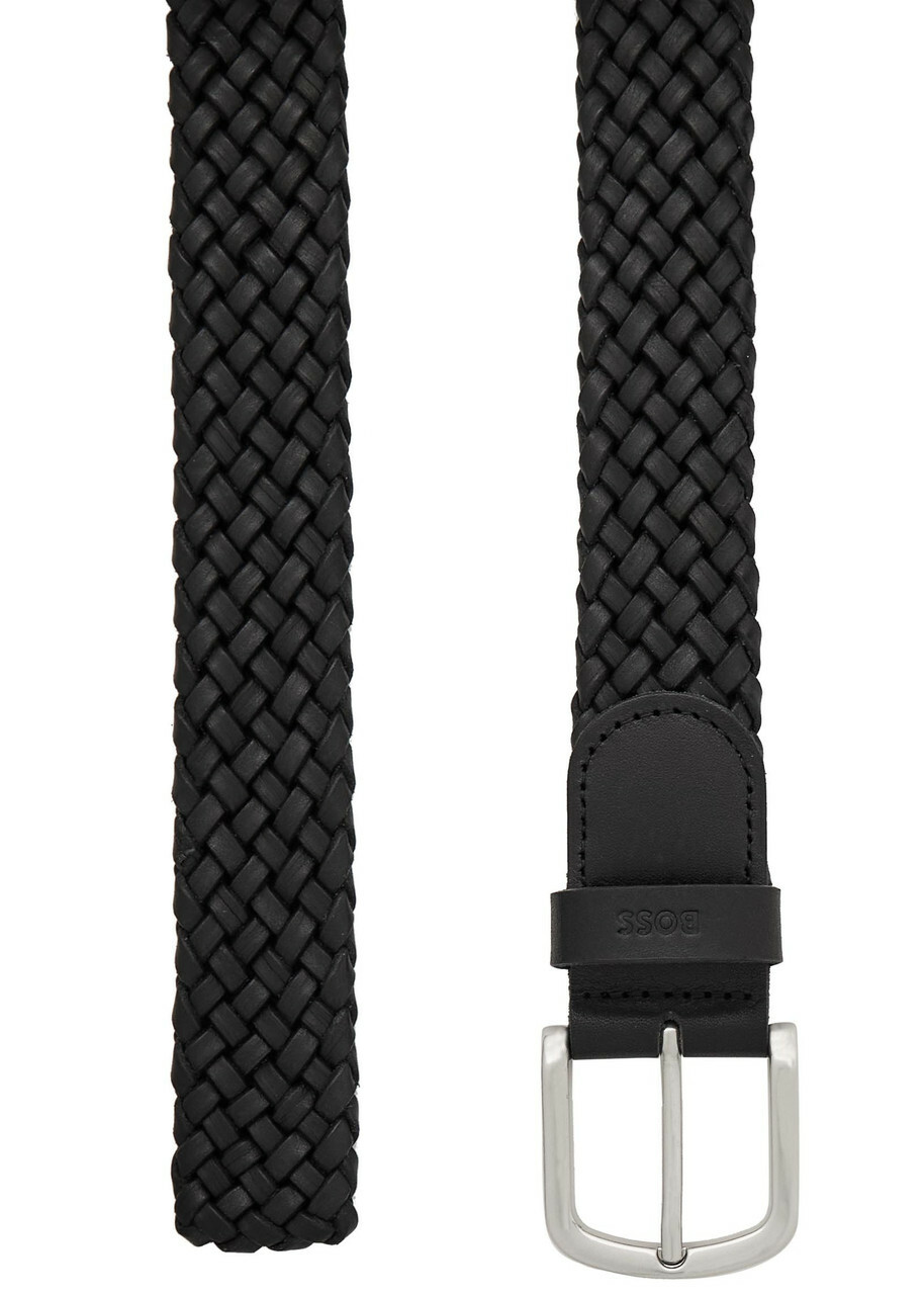 Boss Sash Braided Leather Belt Black