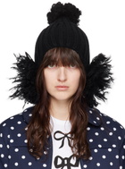 Tao Comme Des Garçons Black Wool Mix Rib Beanie