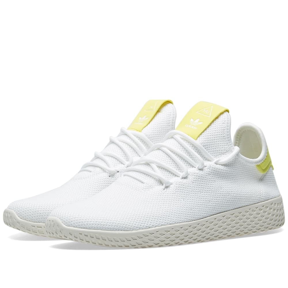 adidas Mens Pharrell Williams Tennis Hu Shoes in OFF White and Yellow