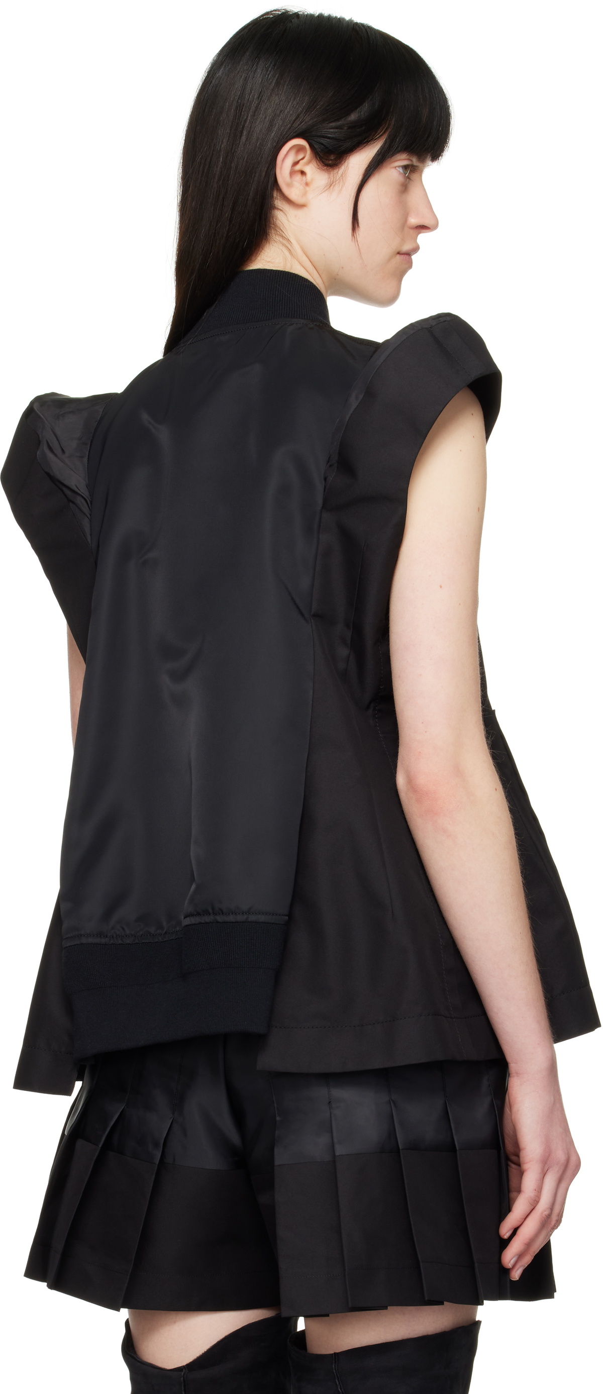 sacai Black Nylon Twill & Gabardine Vest Sacai