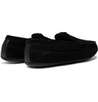 Grenson - Sly Shearling-Lined Suede Slippers - Black
