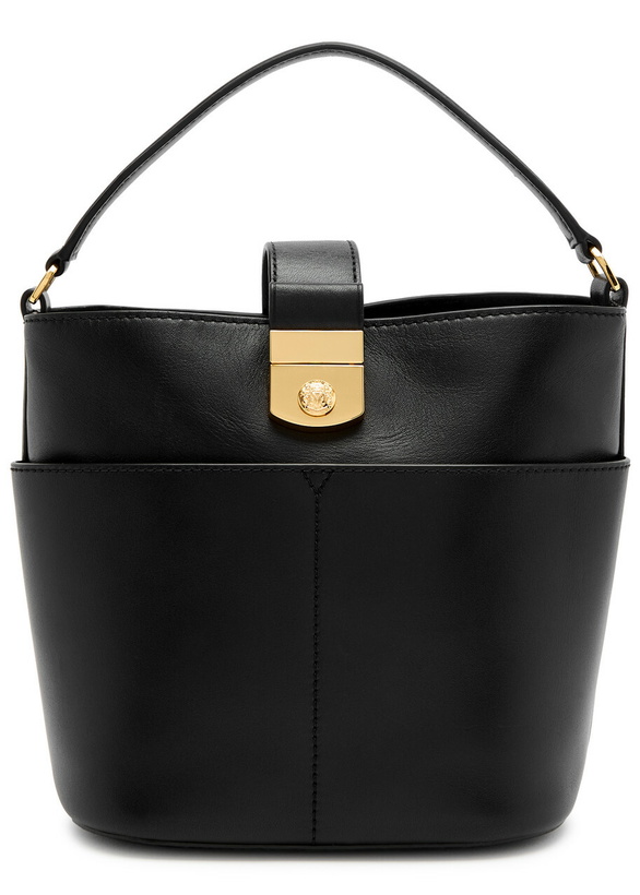 Photo: Veronica Beard Crest Small Leather Bucket bag - Black - One Size