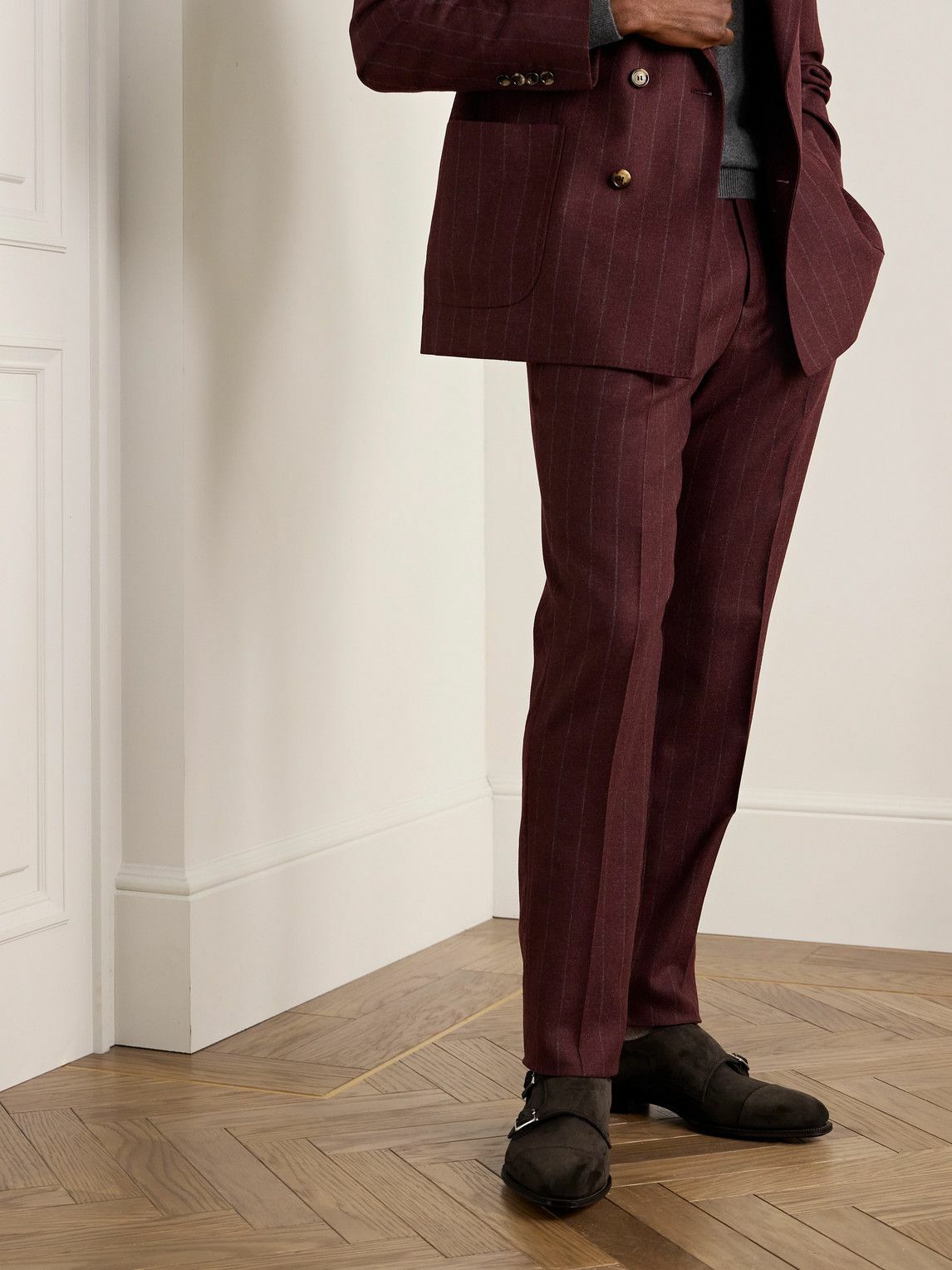 George Cleverley - Thomas Cap-Toe Suede Monk-Strap Shoes - Brown