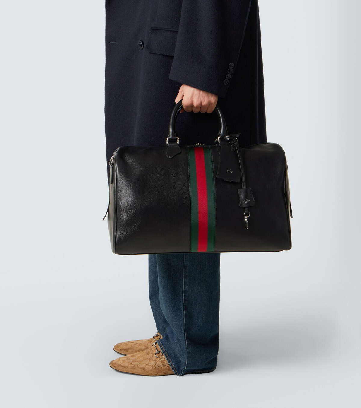 Gucci Web Trademark Medium leather duffel bag