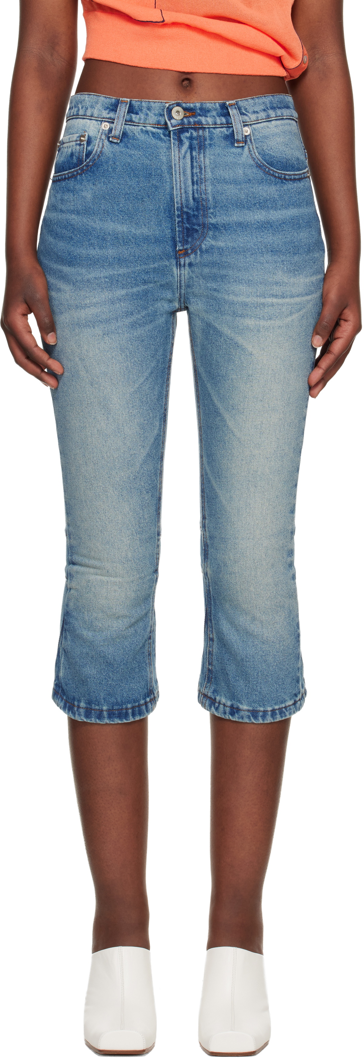 Edward Cuming Blue Knee Jerk Capri Denim Shorts
