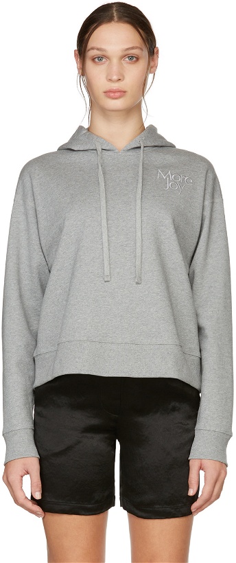 Photo: More Joy Grey Cropped Embroidered Logo Hoodie