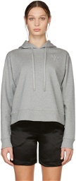 More Joy Grey Cropped Embroidered Logo Hoodie