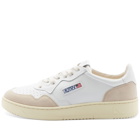 Autry Men's 01 Low Leather and Suede Sneakers in White/White