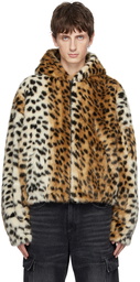 Givenchy Beige Leopard Faux-Fur Jacket