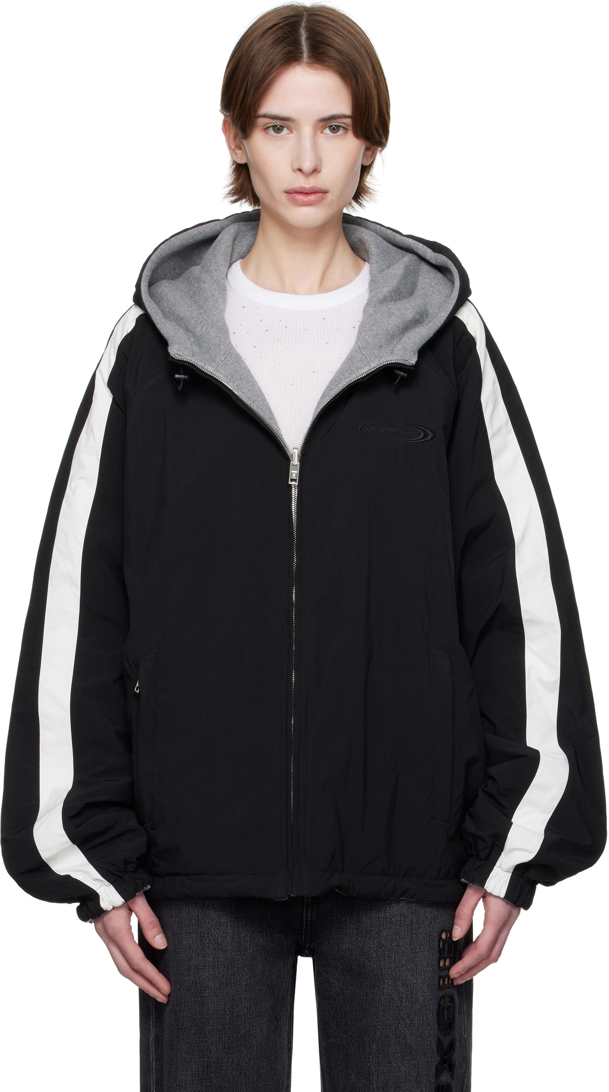 Alexander Wang Black Raglan Hooded Reversible Jacket Alexander Wang