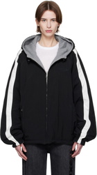 Alexander Wang Black Raglan Hooded Reversible Jacket