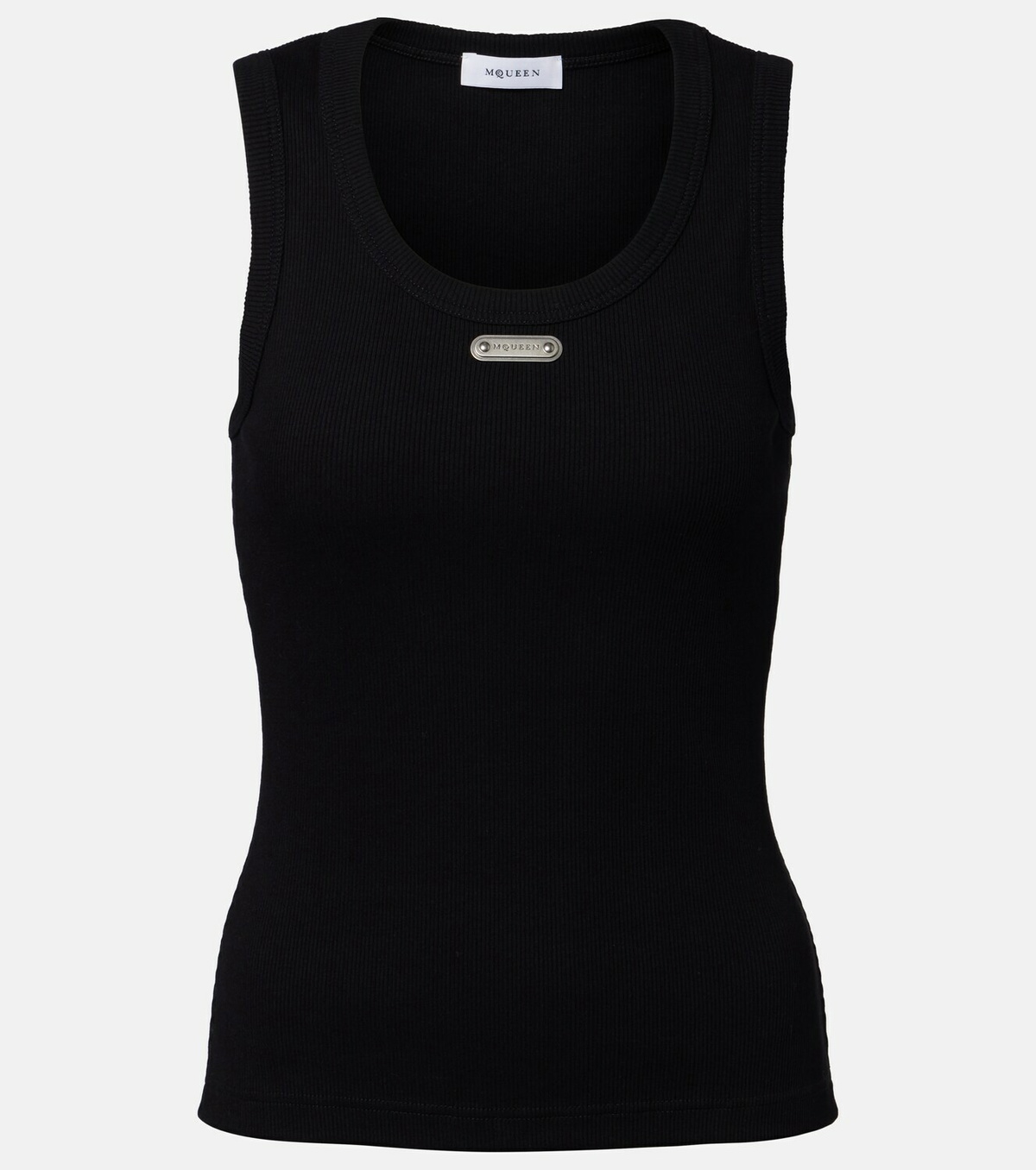 McQueen Logo ribbed-knit tank top