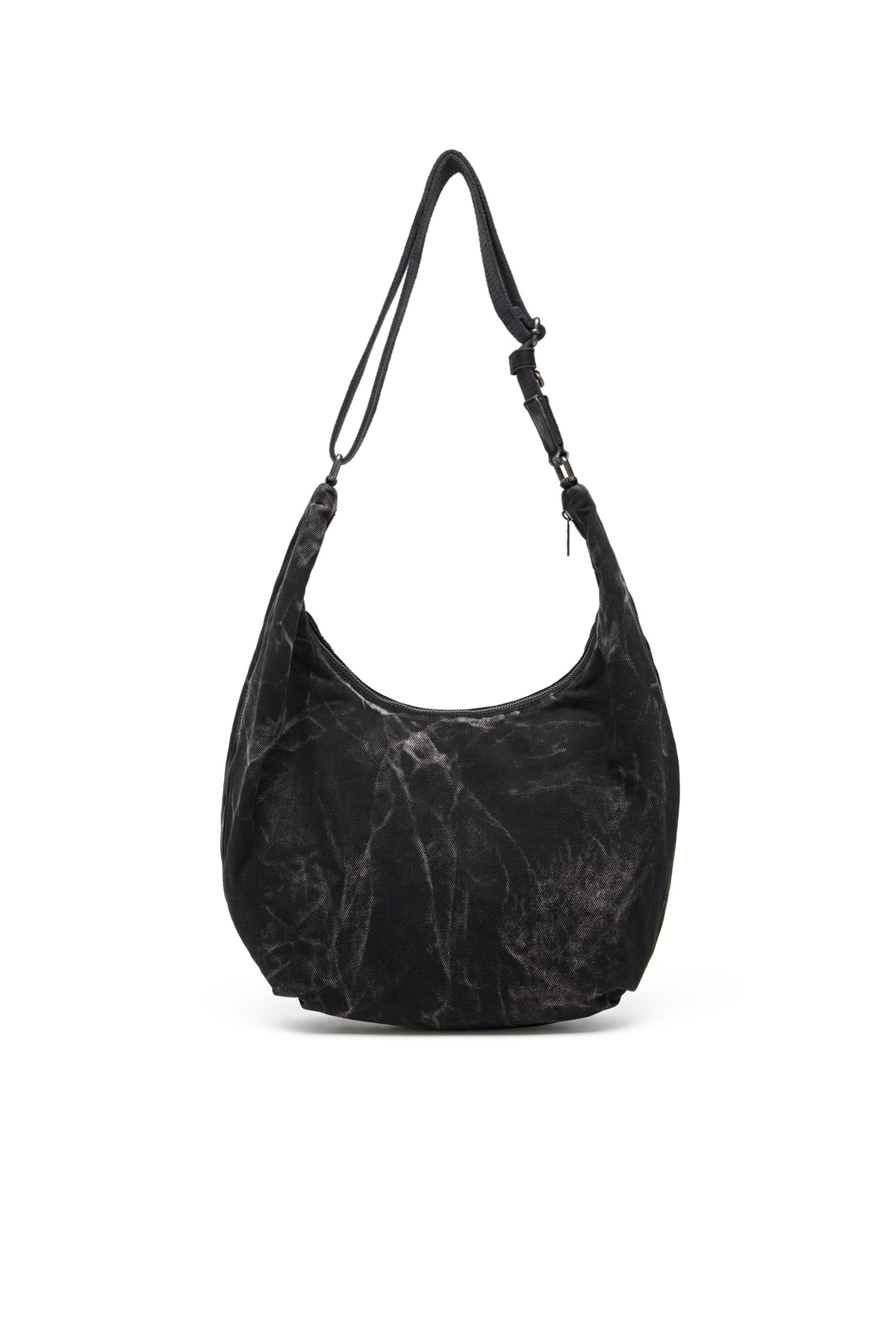Diesel Rave - Hobo denim bag with zipper - Shoulder Bags - Unisex - Black