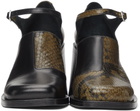 Justine Clenquet Black & Khaki Python Kate Heels