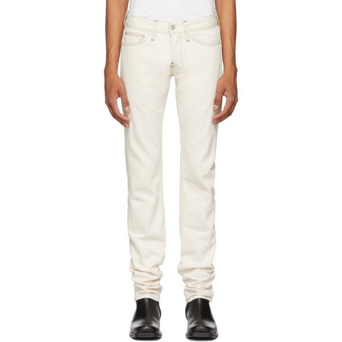 Photo: Helmut Lang Beige Masc Lo Drainpipe Jeans