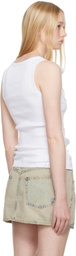 Coperni White Distressed Rose Rib Tank Top