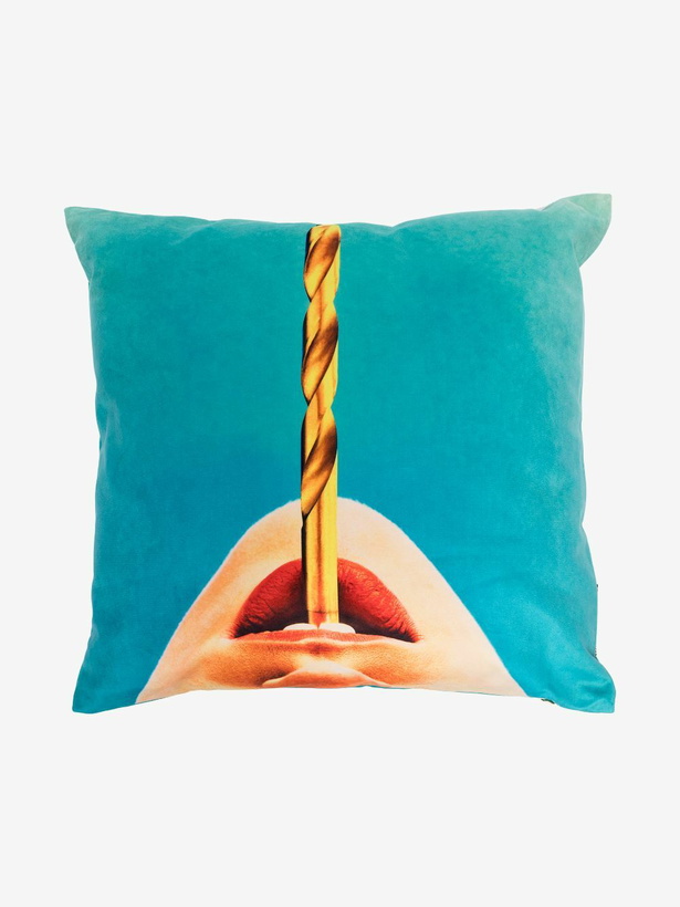 Photo: Seletti Blue Drill Print Cushion