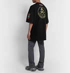 Vetements - Oversized Embroidered Cotton-Jersey T-Shirt - Black