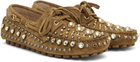 Valentino Garavani Brown Mixed Studs Boat Shoes