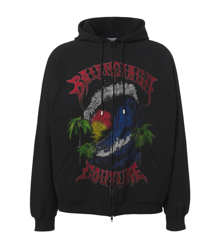 Photo: Balenciaga Logo cotton jersey zip-up hoodie