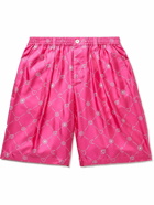 Marni - Wide-Leg Logo-Print Silk-Twill Shorts - Pink