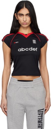 VETEMENTS Black & Red Alphabet Football Jersey T-shirt