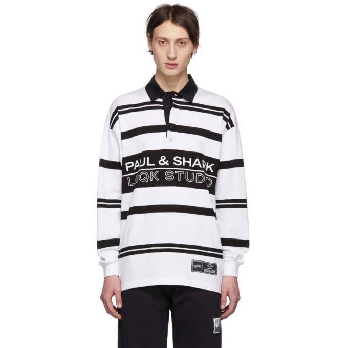 Photo: LQQK Studio for Paul and Shark White and Black Striped Long Sleeve Polo