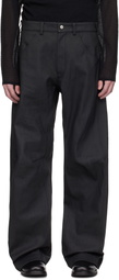Omar Afridi Black Knee Darted Flare Coated Jeans