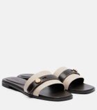Tory Burch Romy canvas and leather slides