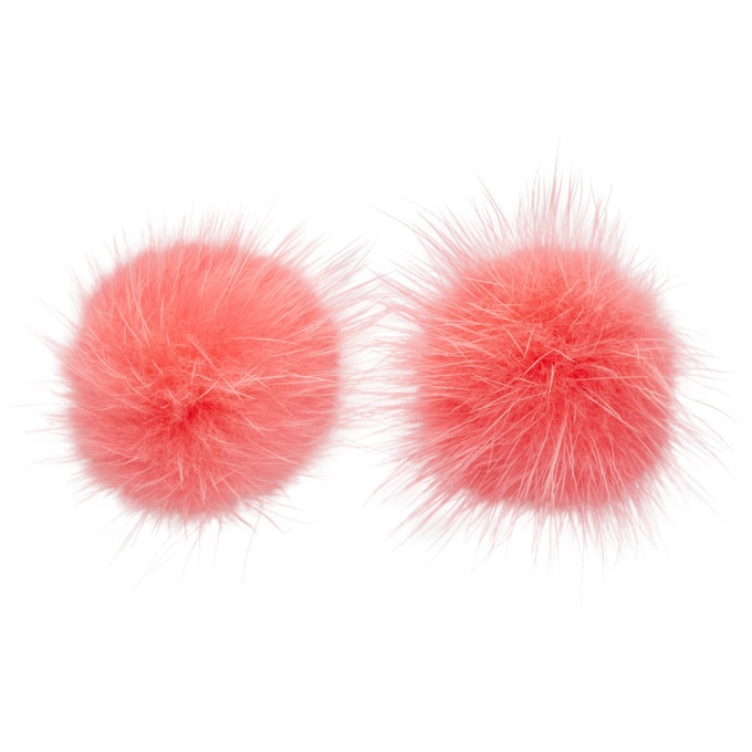 Photo: Wild and Woolly Pink Mink Puff Ball Earrings