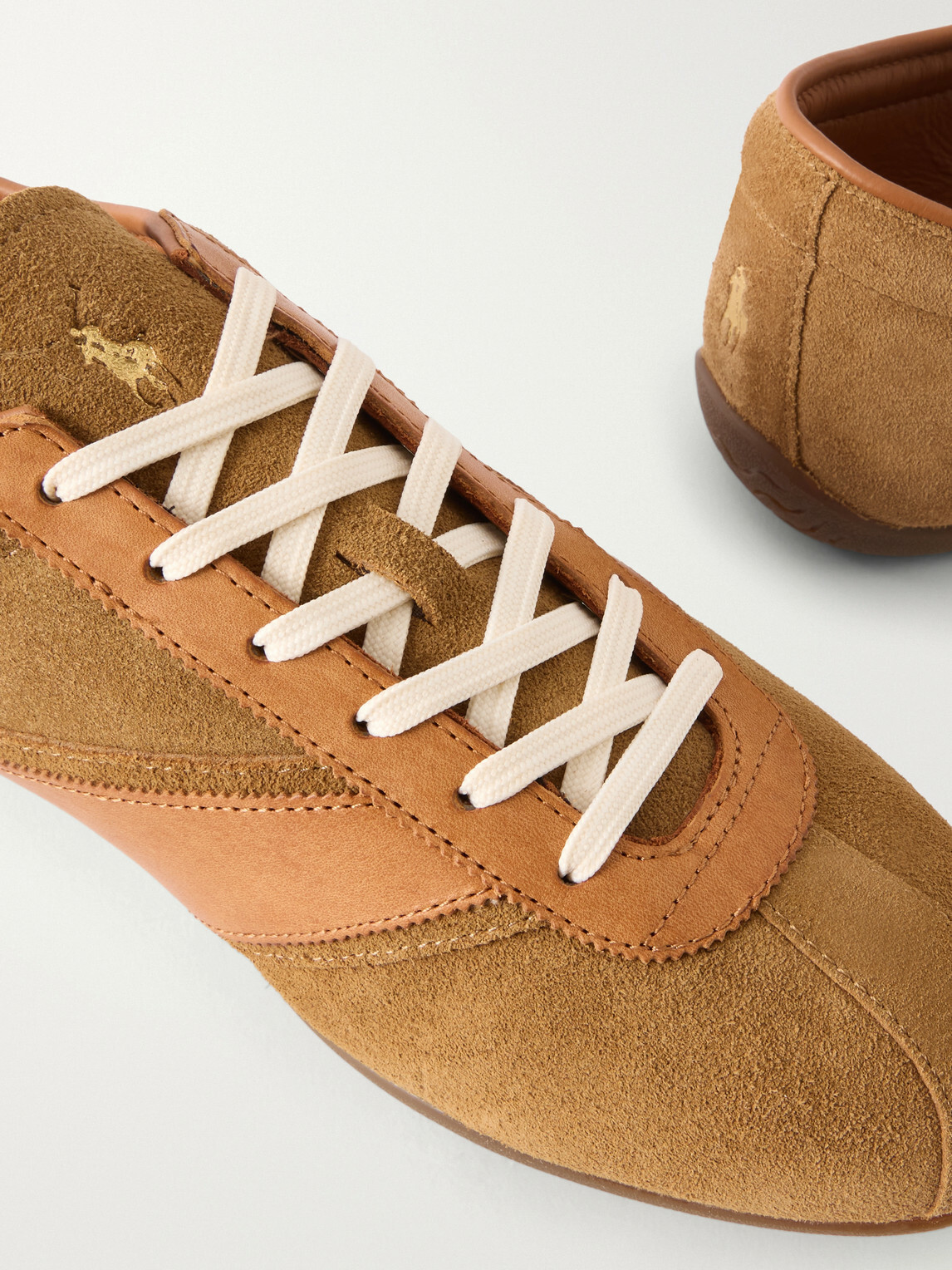 Polo Ralph Lauren - Racer Leather-Trimmed Suede Sneakers - Brown