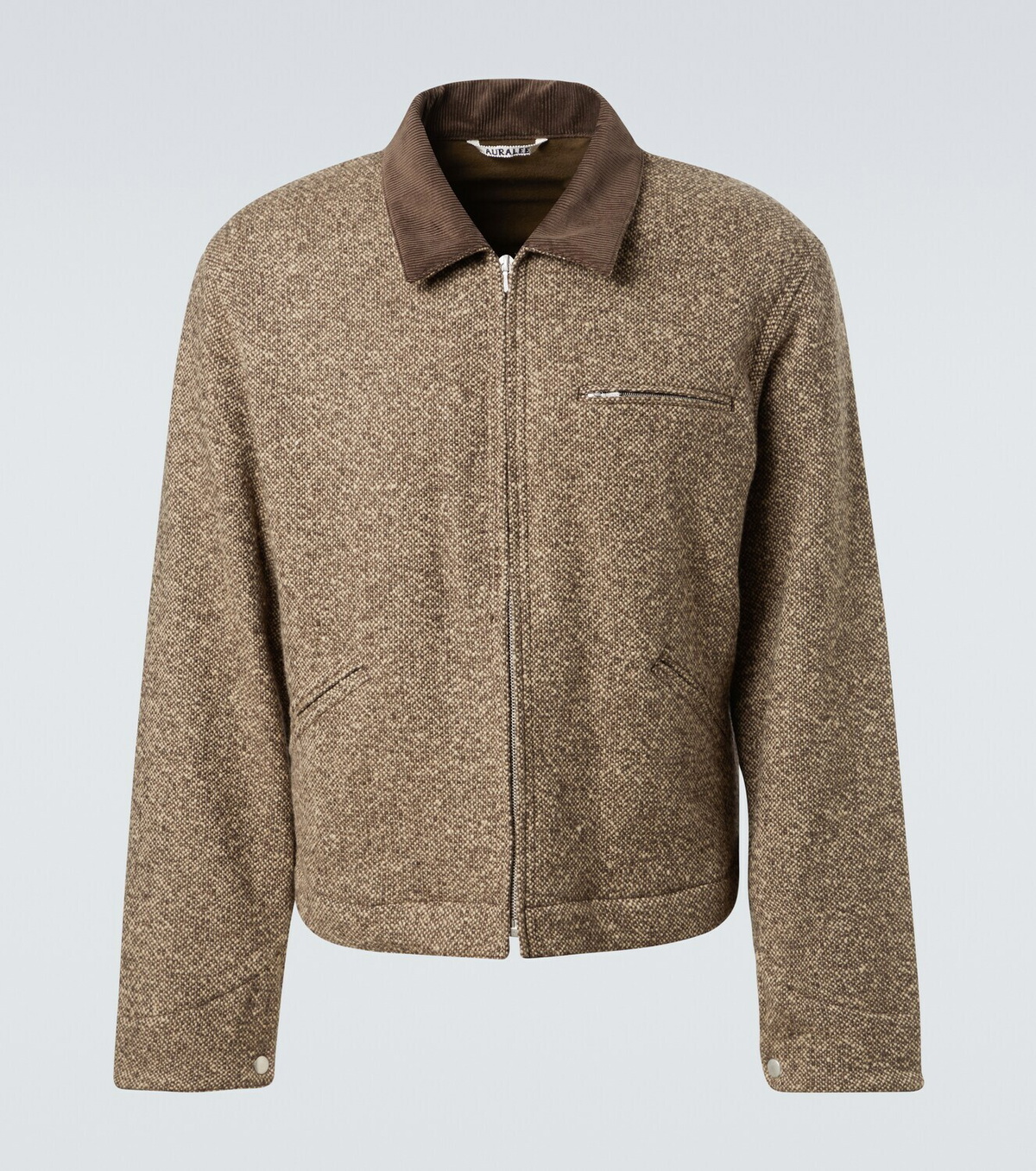 Auralee Corduroy-trimmed wool tweed blouson jacket Auralee