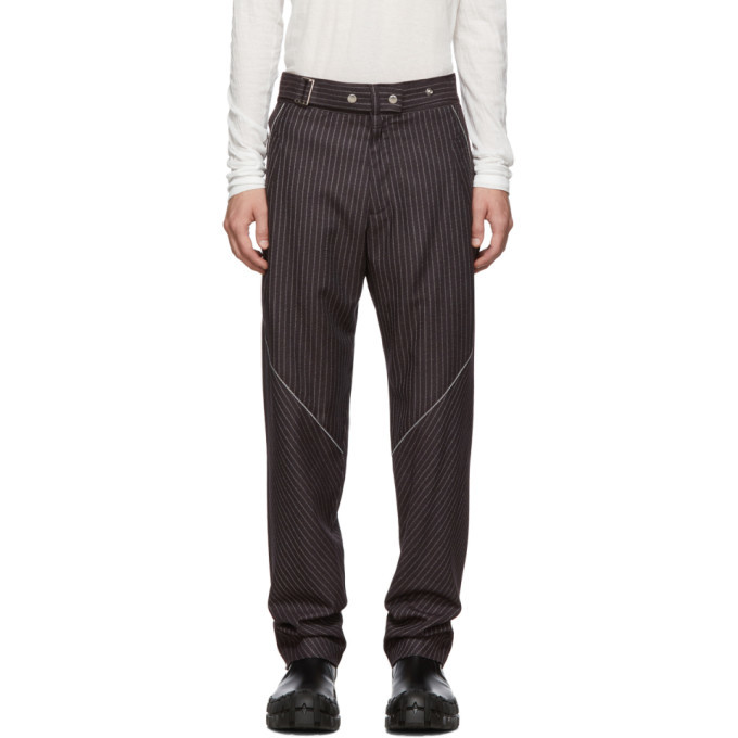 Kiko Kostadinov Burgundy Wool Rex Pinstripe Trousers Kiko Kostadinov