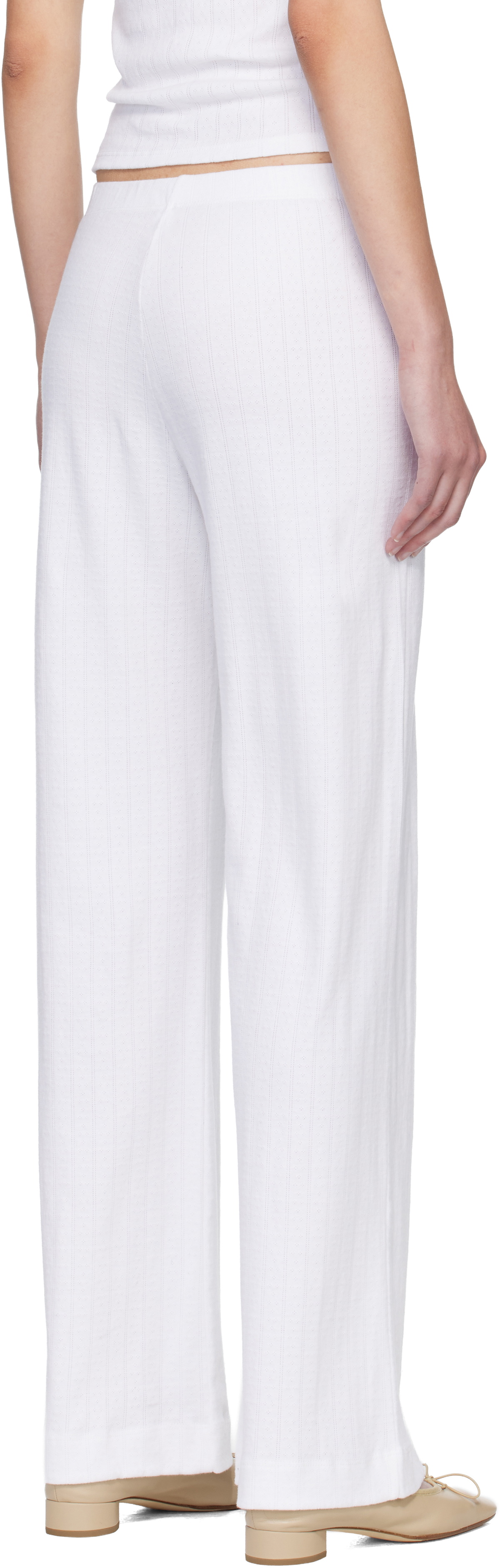 LESET White Pointelle Boxer Lounge Pants
