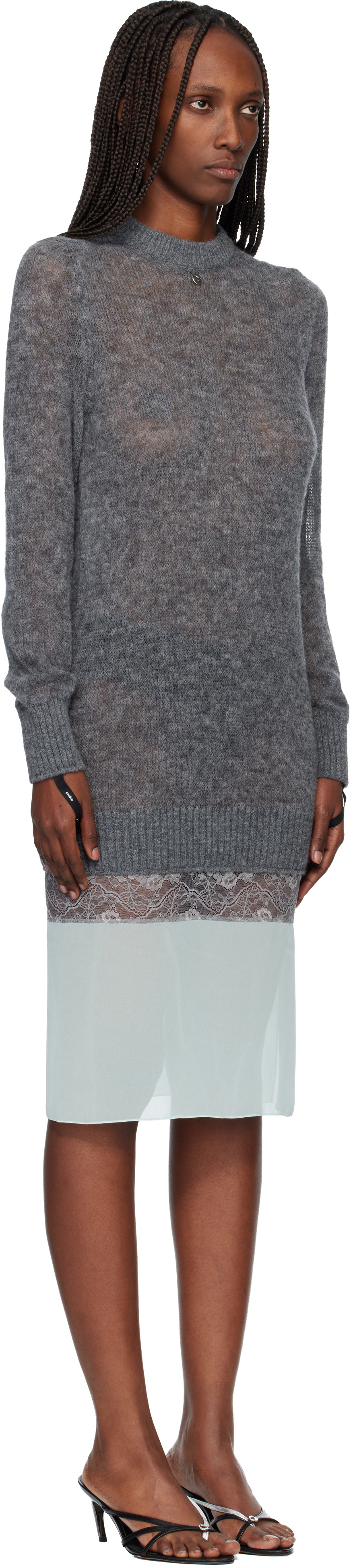 Coperni Gray & Green Multi-Layer Pullover Midi Dress