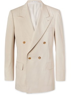 UMIT BENAN B - Andy Double-Breasted Silk-Twill Suit Jacket - Neutrals