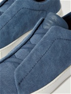 ERMENEGILDO ZEGNA - Cotton-Canvas Slip-On Sneakers - Blue