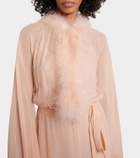Blumarine Georg feather-trimmed midi dress