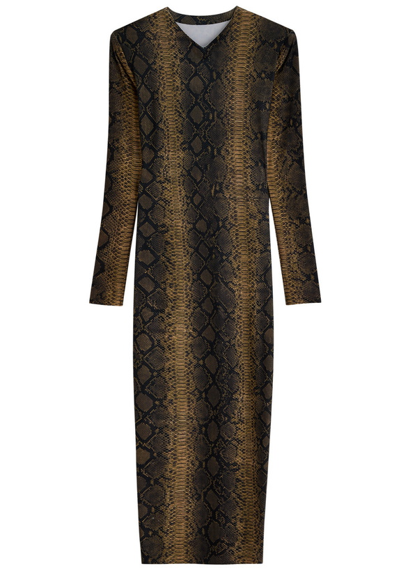 Photo: Norma Kamali Python-print Stretch-jersey Maxi Dress Multicoloured