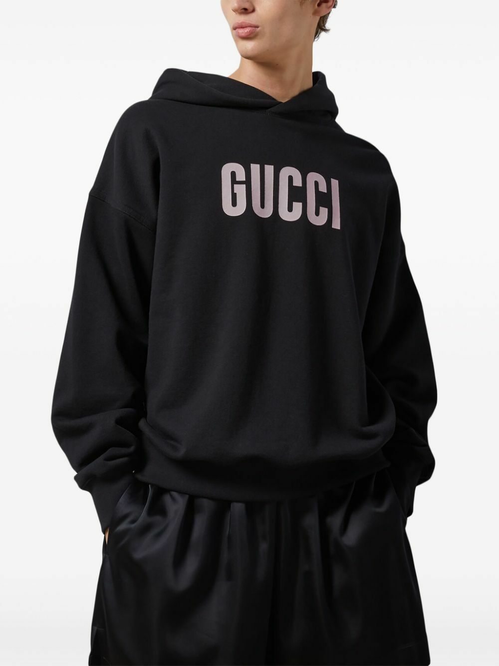 パーカー・フーディ GUCCI JERSEY HOODIE WITH LOGO PRINT Gucci Graphic-Print Cotton Jersey Hoodie Gucci