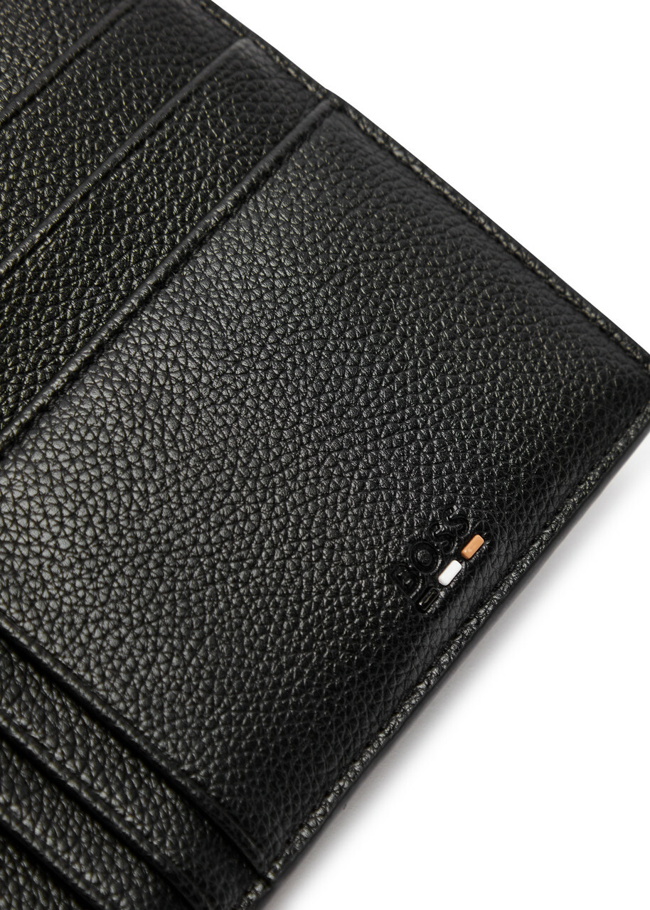 Boss Ray Logo Grained Leather Card Holder - Black - One Size