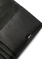 Boss Ray Logo Grained Leather Card Holder - Black - One Size