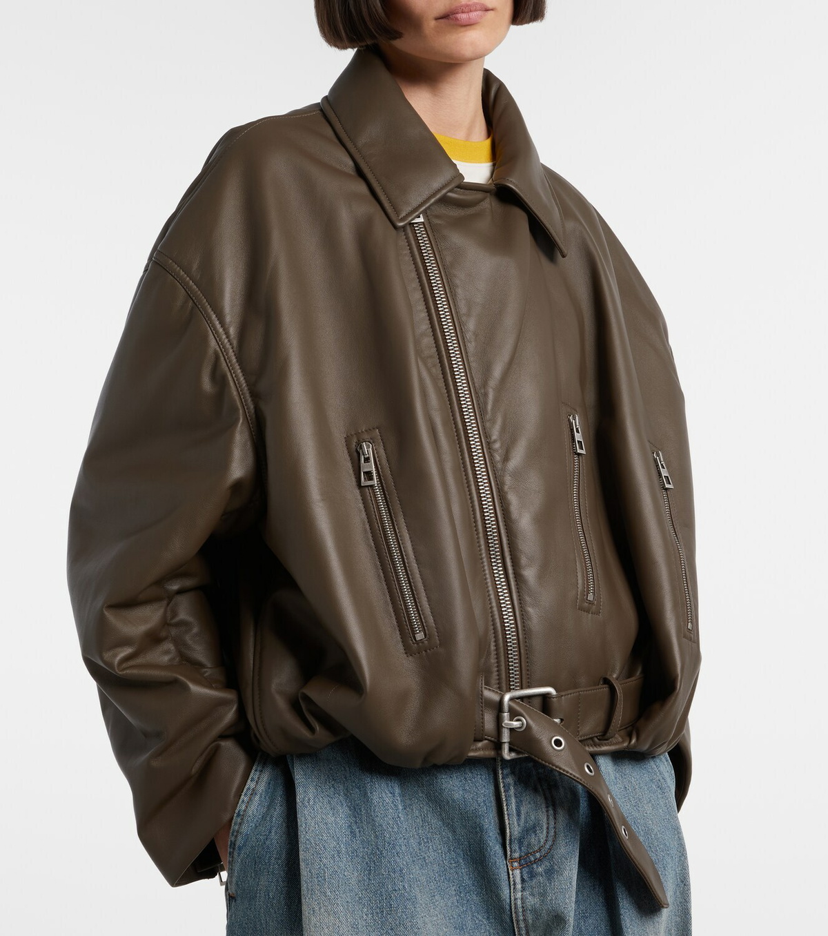 Loewe Cropped leather biker jacket
