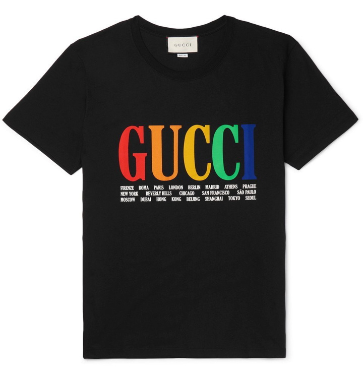Photo: Gucci - Printed Cotton-Jersey T-Shirt - Men - Black