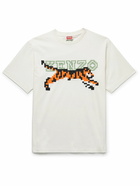 KENZO - Logo-Embroidered Cotton-Jersey T-Shirt - Neutrals