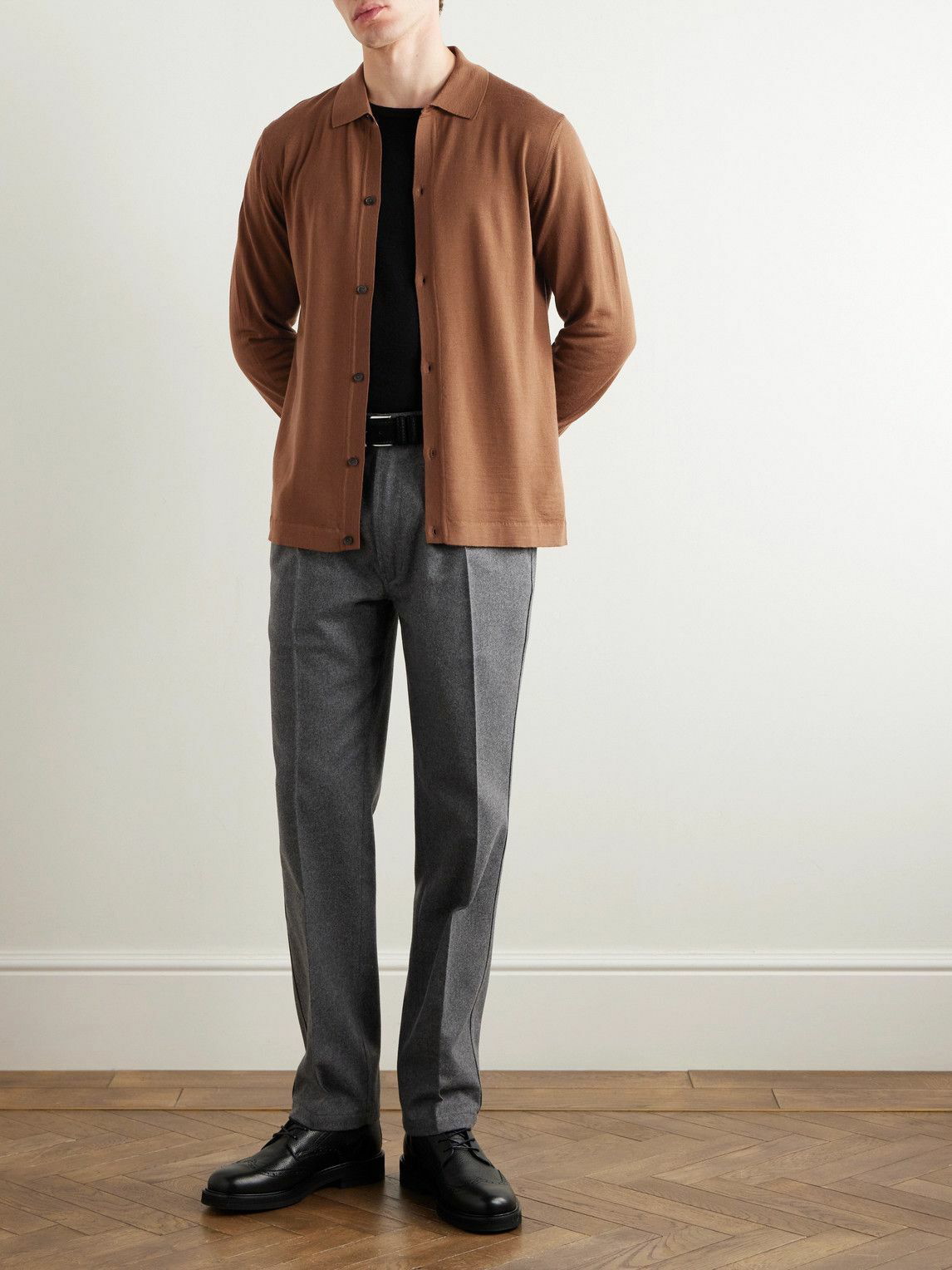 Mr P. - Frank Merino Wool Cardigan - Brown Mr P.