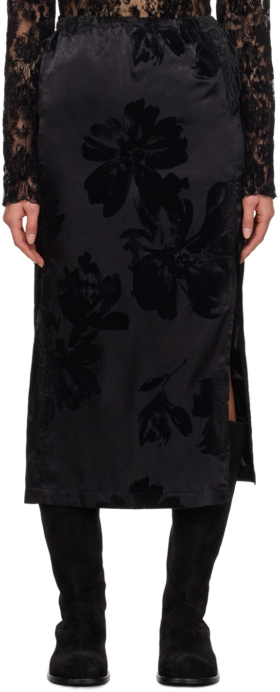 Youth Black Side-Slit Midi Skirt