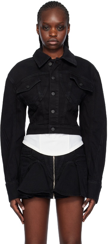 Photo: Mugler Black Cropped Denim Jacket